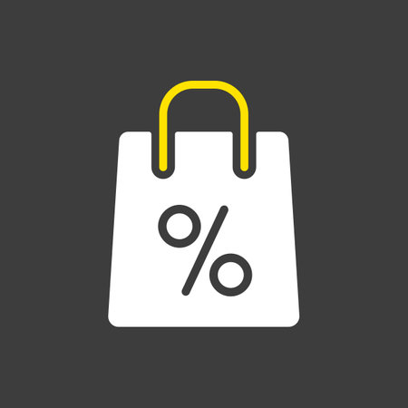 Shopping bag with percent symbol vector glyph icon. E-commerce sign. Graph symbol for your web site design, logo, app, UIのイラスト素材