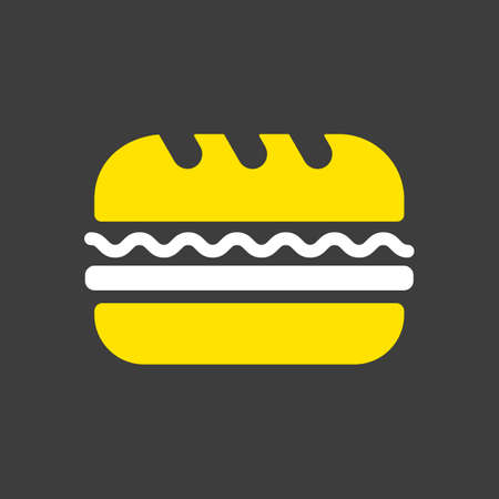 Subway Sandwich vector glyph icon on dark background. Fast food sign. Graph symbol for cooking web site and apps design, logo, app, UIのイラスト素材