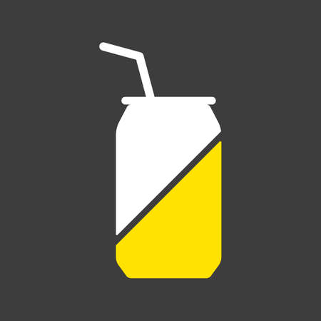 Soda cans vector glyph icon on dark background. Fast food sign. Graph symbol for cooking web site and apps design, logo, app, UIのイラスト素材