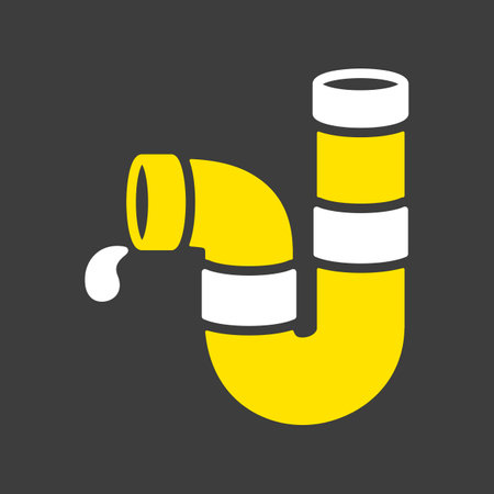 Plumbing pipes vector flat glyph icon on dark background. Construction, repair and building.のイラスト素材