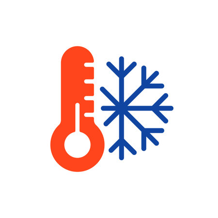 Thermometer and snowflake vector glyph icon. Thermometer cold. Winter sign. Graph symbol for travel...