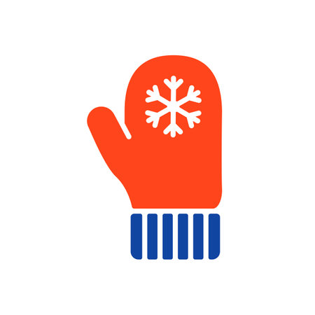 Snowflake gloves vector glyph icon. Winter sign. Graph symbol for travel and tourism.のイラスト素材