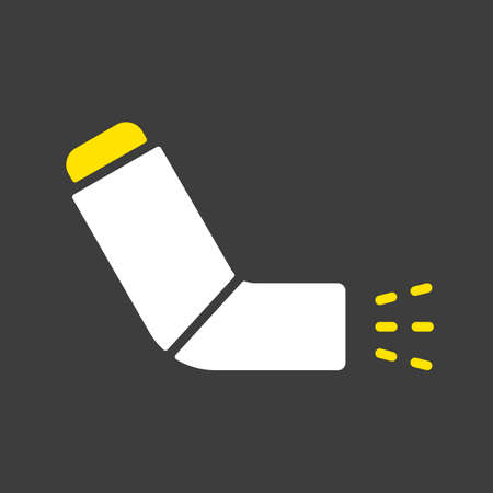 Asthma inhaler vector glyph icon on dark background. Medicine and healthcare, medical support sign.のイラスト素材