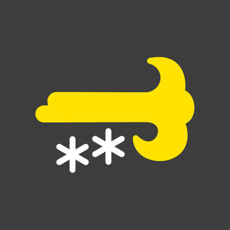 Wind snow snowstorm vector glyph icon on dark background. Meteorology sign. Graph symbol for travel, tourism and weather web site and apps design, app, UIのイラスト素材