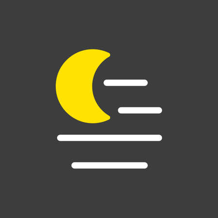 Fog night vector glyph icon on dark background. Meteorology sign. Graph symbol for travel, tourism and weather web site and apps design, logo, app, UIのイラスト素材
