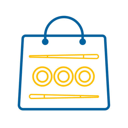 Sushi delivery vector isolated icon. Bag for sushi delivery. Graph symbol for cooking web site and apps design,  app, UIのイラスト素材