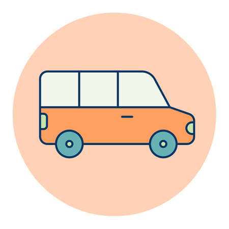 Airport shuttle minivan, shuttle bus vector isolated icon. Graph symbol for travel and tourism web site and apps design, logo, app, UIのイラスト素材