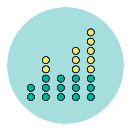 Equalizer, frequency with dots color vector flat icon. Audio signal. Music sign. Graph symbol for...