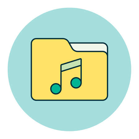 File folder with music note color flat vector icon. Music sign. Graph symbol for music and sound web site and apps design, logo, app, UIのイラスト素材