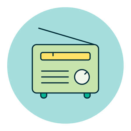Retro radio color vector icon. Graph symbol for music and sound web site and apps design, logo, app, UIのイラスト素材