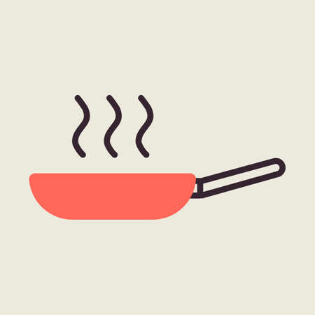 Frying pan vector color flat icon. Kitchen appliance. Graph symbol for cooking web site design, logo, app, UIのイラスト素材