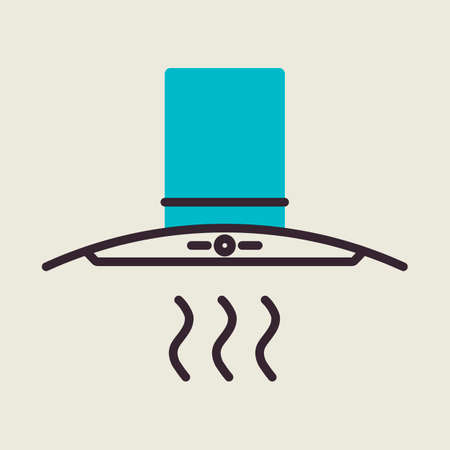 Kitchen hood vector color flat icon. Electric kitchen appliance. Graph symbol for cooking web site design, logo, app, UIのイラスト素材