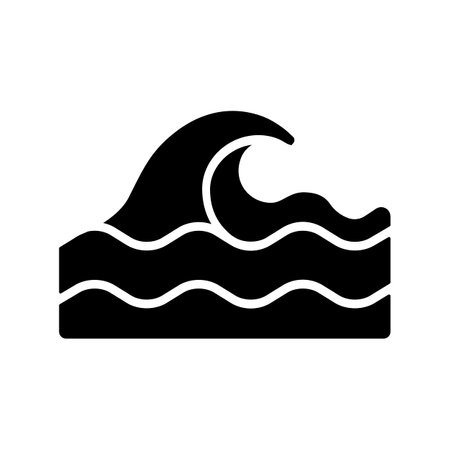 Sea waves vector glyph icon. nature sign. Graph symbol for travel and tourism web site and apps design, logo, app, UIのイラスト素材