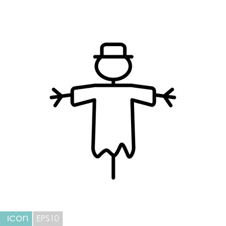 Scarecrow vector isolated design icon. Graph symbol for agriculture, garden and plants web site and apps design, logo, app, UIのイラスト素材