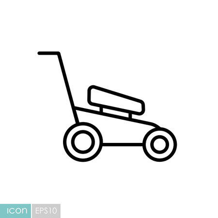 Lawn mower vector icon. Gardening grass-cutter. Graph symbol for agriculture, garden and plants web site and apps design, logo, app, UIのイラスト素材