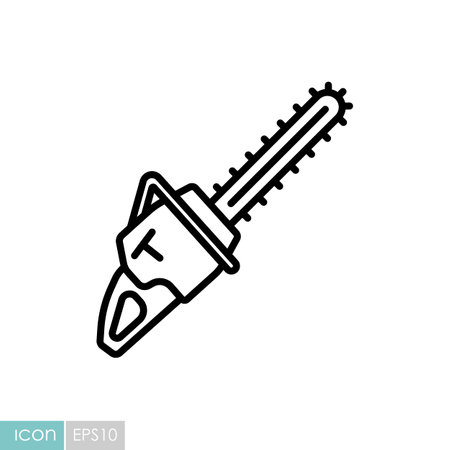 Garden chainsaw isolated vector icon. Graph symbol for agriculture, garden and plants web site and apps design, logo, app, UIのイラスト素材