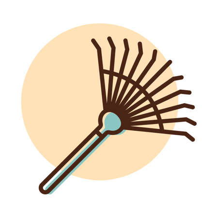 Garden rake for loosening the ground and collecting leaves vector icon. Graph symbol for agriculture, garden and plants web site and apps design, logo, app, UIのイラスト素材