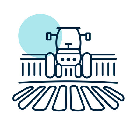 Tractor processes the earth a rural landscape vector icon. agriculture sign. Graph symbol for your web site design, logo, app, UI. Vector illustration, EPS10.のイラスト素材