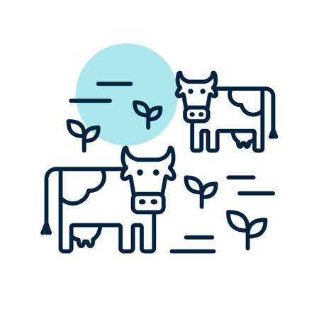 Cow on a pasture isolated icon. agriculture sign. Graph symbol for your web site design, logo, app, UI. Vector illustration, EPS10.のイラスト素材