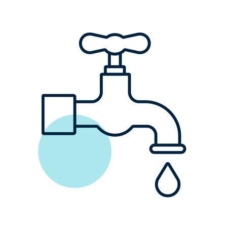 Faucet with drop isolated vector icon. Graph symbol for agriculture, garden and plants web site and apps design, logo, app, UIのイラスト素材