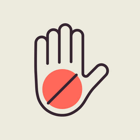 Hand stop or forbidden isolated vector icon. Demonstration, protest, strike, revolution. Graph symbol for your web site design, logo, app, UIのイラスト素材