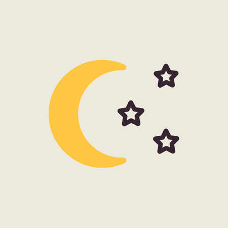 Moon and star vector isolated icon. Camping and Hiking sign. Graph symbol for travel and tourism web site and apps design, logo, app, UIのイラスト素材