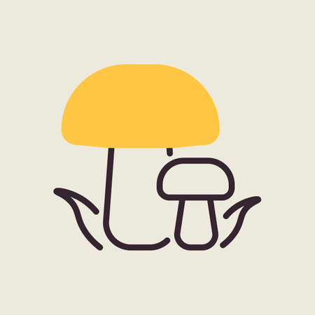 Forest mushrooms with a green grass vector isolated icon. Camping and Hiking sign. Graph symbol for travel and tourism web site and apps design, logo, app, UIのイラスト素材