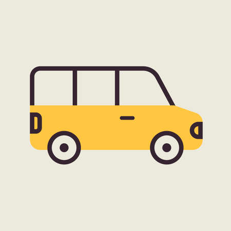 Airport shuttle minivan, shuttle bus vector isolated icon. Graph symbol for travel and tourism web site and apps design, logo, app, UIのイラスト素材