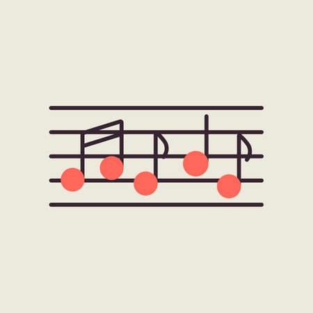 Stave and music notes flat vector icon. Melody, classical music, sound design. Graph symbol for music and sound web site and apps design, app, UIのイラスト素材