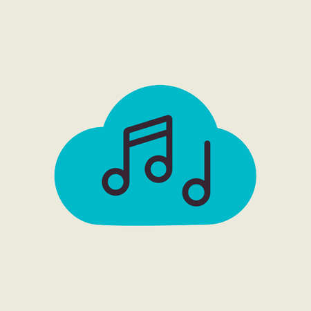 Music note cloud sound flat vector icon. music sign. Graph symbol for music and sound web site and apps design,  app, UIのイラスト素材