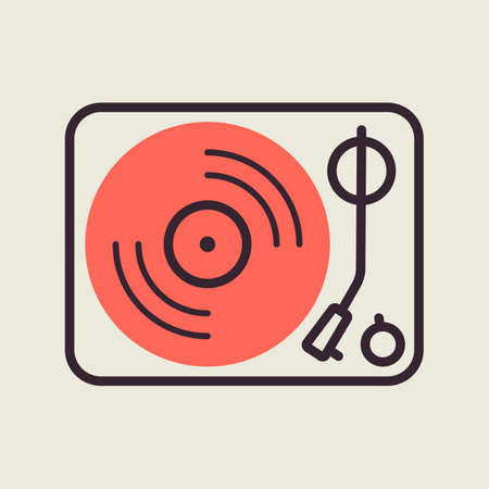 Vinyl record player vector icon. music sign. Graph symbol for music and sound web site and apps design, app, UIのイラスト素材