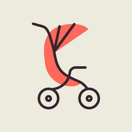 Stroller baby, carriage vector icon. Graph symbol for children and newborn babies web site and apps design, logo, app, UIのイラスト素材