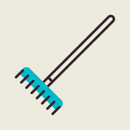 Garden rake isolated vector icon. Graph symbol for agriculture, garden and plants web site and apps design, logo, app, UIのイラスト素材