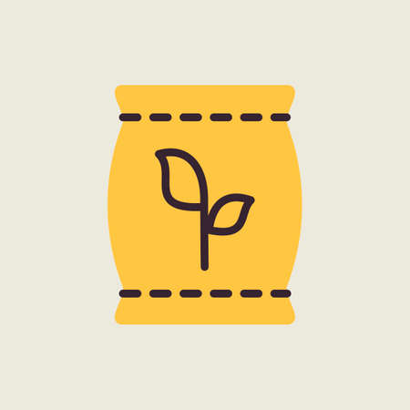 Fertilizer bag isolated vector icon. Graph symbol for agriculture, garden and plants web site and apps design, logo, app, UIのイラスト素材