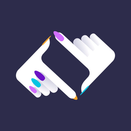 Human hands doing cropping symbol logo. Framing hands and camera. Graph symbol for your web site and apps design, logo, app, UIのイラスト素材