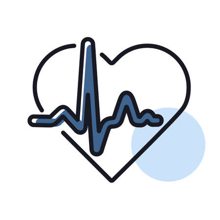 Heart cardiogram, heartbeat isolated vector icon. Medicine and medical support sign. Graph symbol for medical web site and apps design, logo, app, UIのイラスト素材