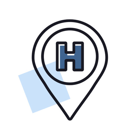 Hospital or heliport pointer isolated vector icon. Medicine and medical support sign. Graph symbol for medical web site and apps design, logo, app, UIのイラスト素材