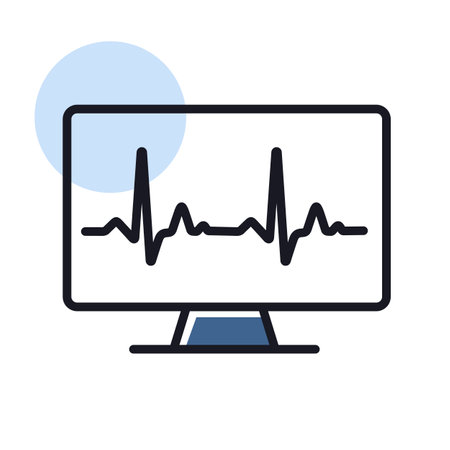 Computer diagnostics vector isolated icon. Medicine and healthcare, medical support sign. Graph symbol for medical web site and apps design, logo, app, UIのイラスト素材