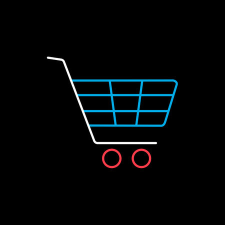 Shopping mall cart vector icon isolated on the black. E-commerce sign. Graph symbol for your web site design, logo, app, UI. Vector illustration, EPS10.のイラスト素材