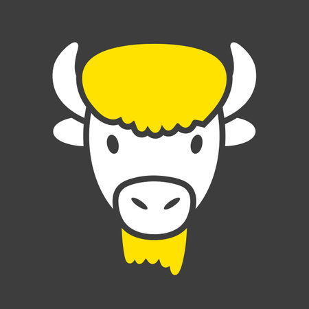 Bison buffalo ox glyph icon isolated on the black. animal head vector. agriculture sign. Graph symbol for your web site design, logo, app, UI. EPS10.のイラスト素材