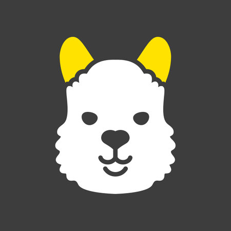 Lama glyph icon isolated on the black. animal head vector symbol. agriculture sign. Graph symbol for your web site design, logo, app, UI. EPS10.のイラスト素材