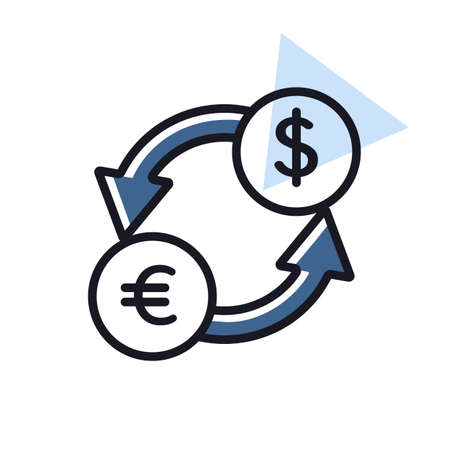 Currency exchange flat vector isolated icon. Graph symbol for travel and tourism web site and apps design, logo, app, UIのイラスト素材
