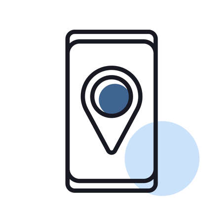 Smartphone with pin location style icon vector. navigation sign. Graph symbol for travel and tourism web site and apps design, logo, app, UIのイラスト素材