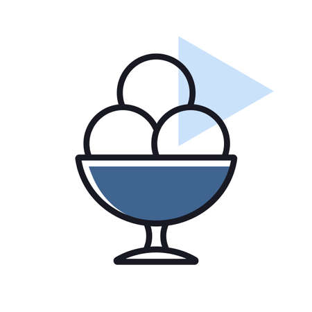 Ice-cream balls in bowl vector icon. Fast food sign. Graph symbol for cooking web site and apps design, logo, app, UIのイラスト素材