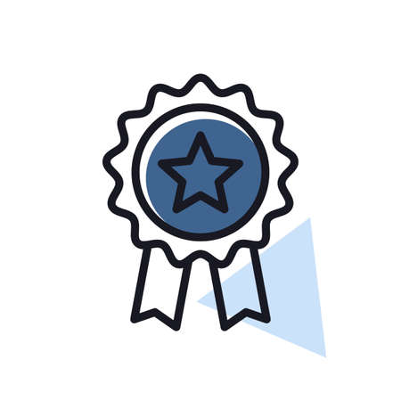 Ribbon award best seller flat icon. Bestseller tag sale label, badge, medal, guarantee quality product, business certificate. E-commerce signのイラスト素材