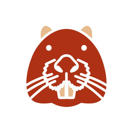 Otter beaver glyph icon. animal head vector. agriculture sign. Graph symbol for your web site design, logo, app, UI. EPS10.のイラスト素材