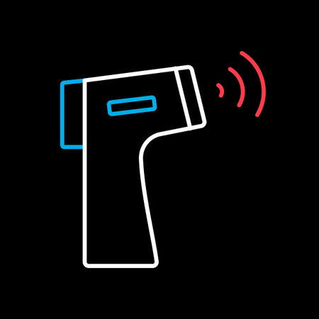 Contactless Infrared Thermometer vector icon on black background. Medicine and medical support sign....
