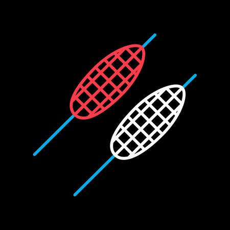 Corn skewer vector isolated on black background icon. Barbecue and bbq grill sign. Graph symbol for cooking web site and apps design, logo, app, UIのイラスト素材