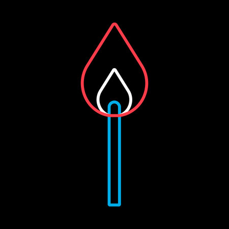 Burning match vector isolated on black background icon. Barbecue and bbq grill sign. Graph symbol for cooking web site and apps design, logo, app, UIのイラスト素材