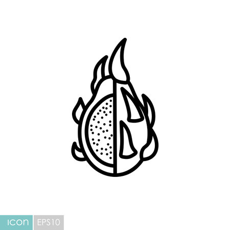 Dragon fruit, Pitaya or Pitahaya tropical fruit vector icon. Graph symbol for food and drinks web site, apps design, mobile apps and print media, logo, UIのイラスト素材